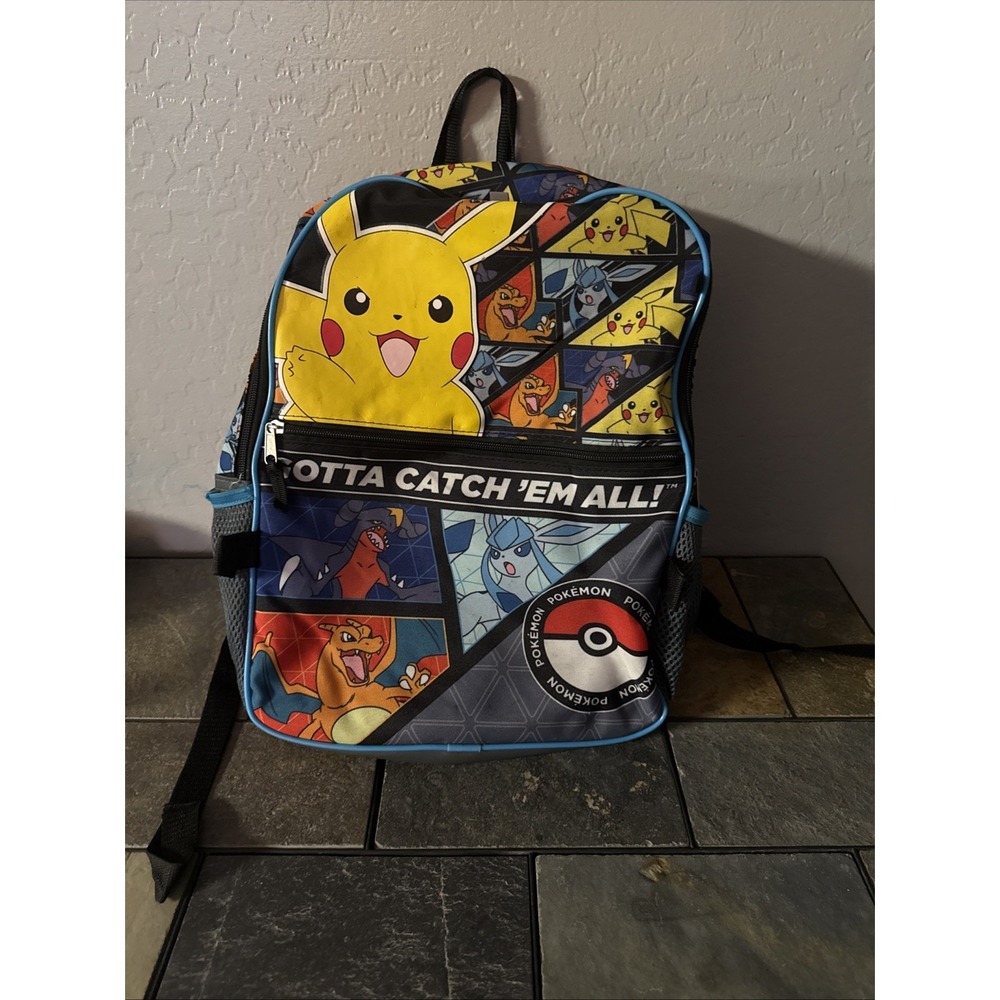 Pokemon Bioworld Backpack Book Bag 16" x 12" x 4" Pikachu Charizard Mewtwo Kids